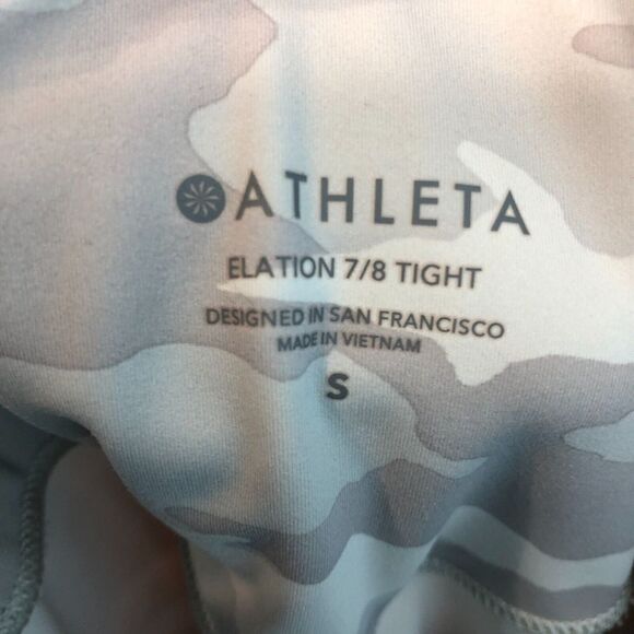 Athleta Elation 7/8 Tights Womens Small Gray Camo High Rise Activewear - Picture 5 of 7